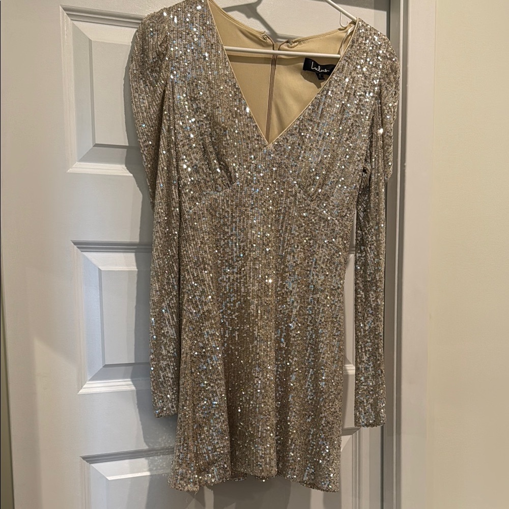 Lulu's Silver Gold Sequin Bodycon Dress